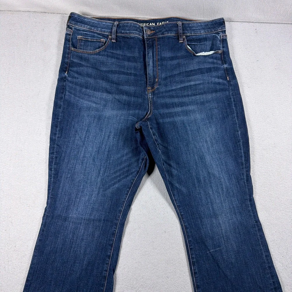 American Eagle Skinny Kick Jeans Women 20 Hi Rise Slim Fit Dark Blue Casual - Picture 2 of 12
